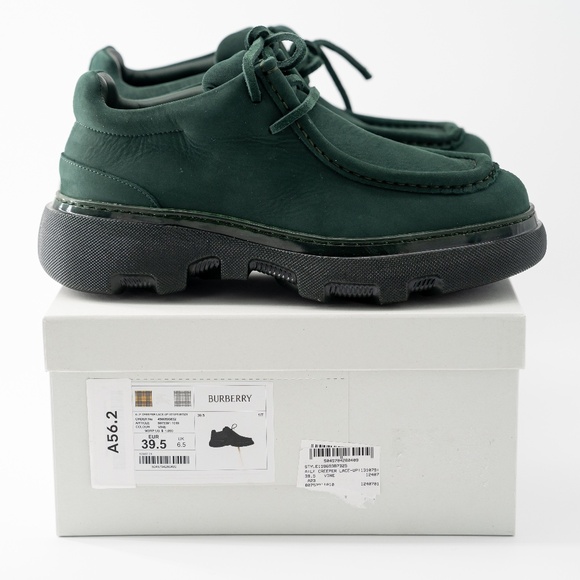 size 39.5 / 9.5us Burberry Creeper Lace Up Vine Green Boots - Picture 13 of 14